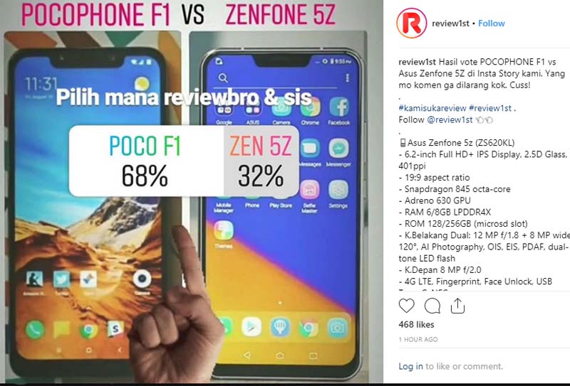 polling pocophone f1 vs zenfone 5z